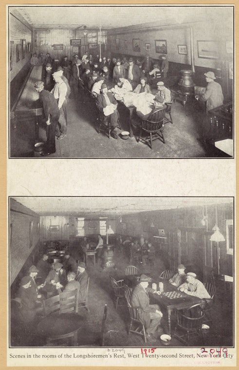 Scenes in the rooms of the Longshoremen's Rest, West Twenty-second Street, New York City