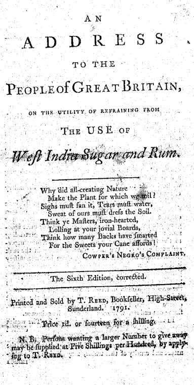 An address to the people of Great Britain, on the utility of refraining from the use of West India sugar and rum