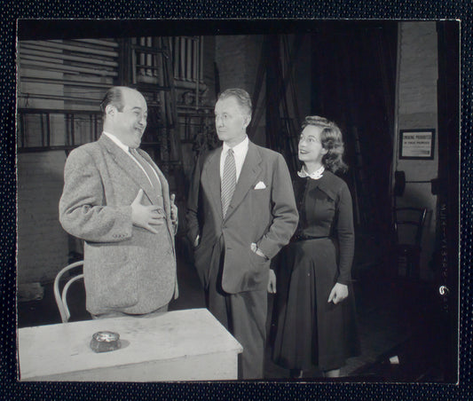 Elliott Nugent, Geraldine Fitzgerald, and unidentified actor in rehearsal for the stage production Build With One Hand