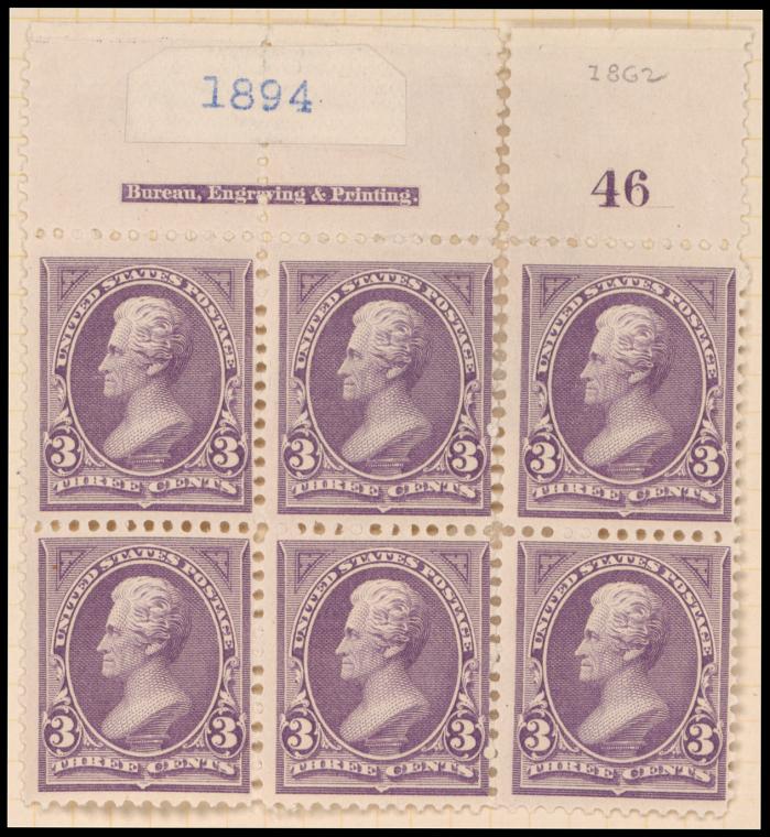 3c purple Jackson block of six