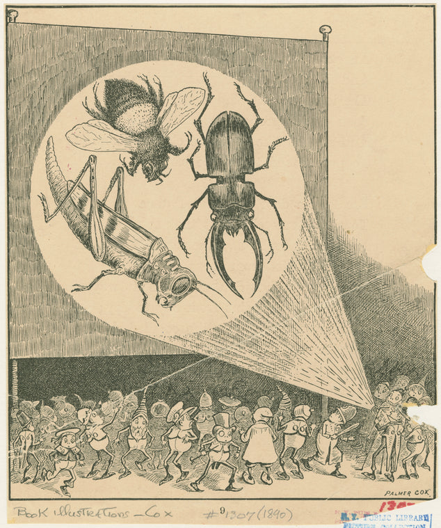 And next, the brownies gathered round a stereopticon machine that cast its rays upon a screen