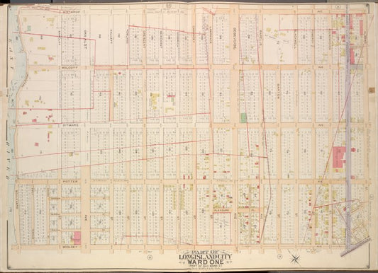 Queens, Vol. 2, Double Page Plate No. 10; Part of Long Island City ward One (Part of Old Ward Five); [Map bounded by Winthrop Ave., Albert St., Flushing Ave.; Including Woolsey Ave., Boulevard]