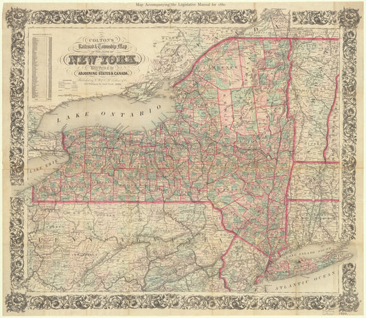Colton's railroad & township map of the state of New York, with parts of the adjoining states & Canada