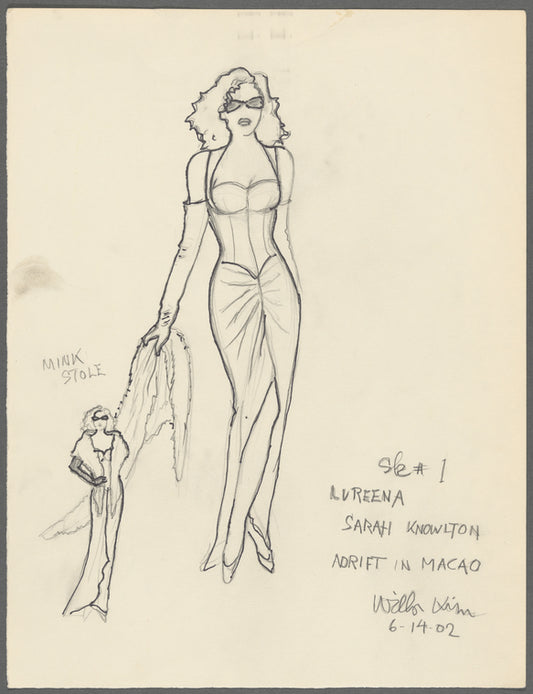 Adrift in Macao: Costume sketch for Lureena (Sarah Knowlton)