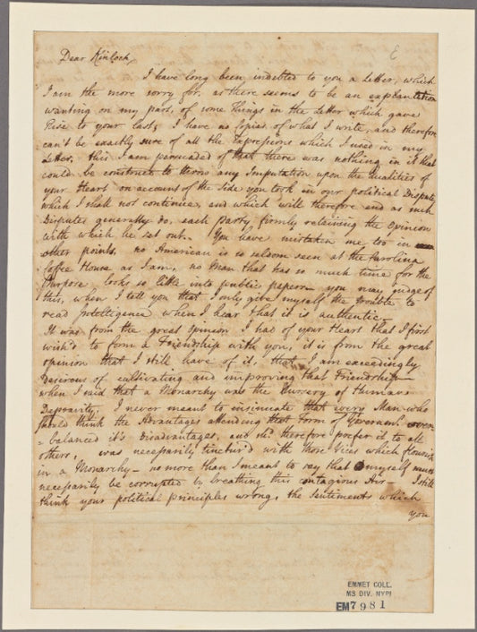Letter to [Francis] Kinloch, Genthod, near Geneva