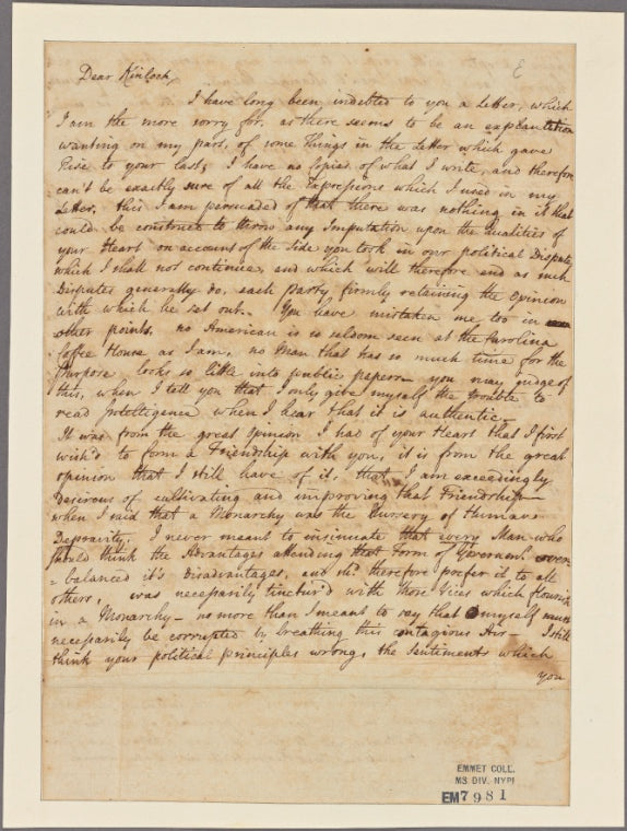 Letter to [Francis] Kinloch, Genthod, near Geneva