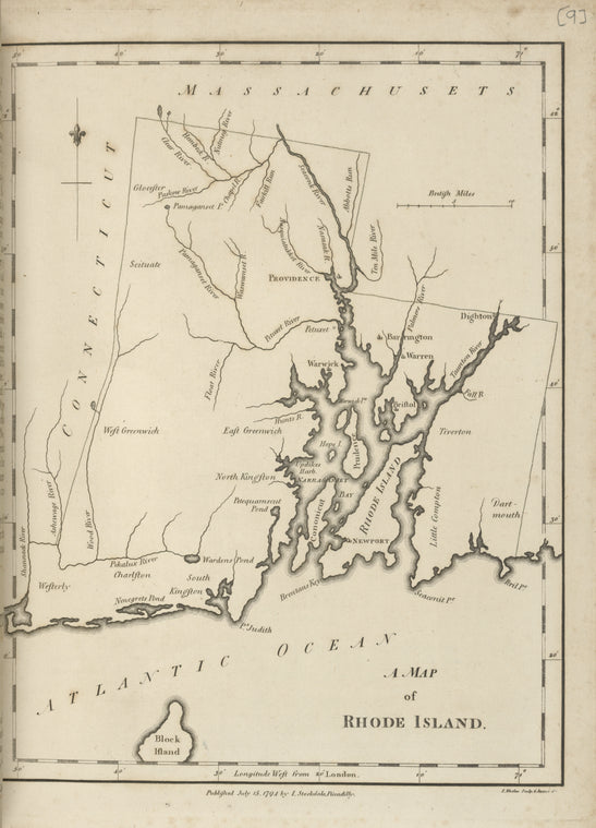 A map of Rhode Island.