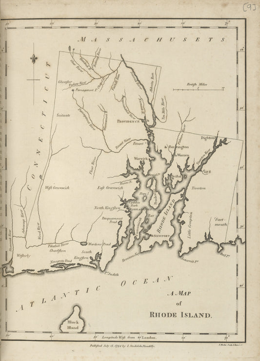 A map of Rhode Island.