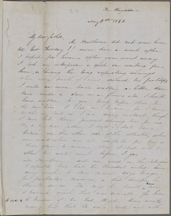 Peabody, Nathaniel, father, ALS to. May 8, 1853.