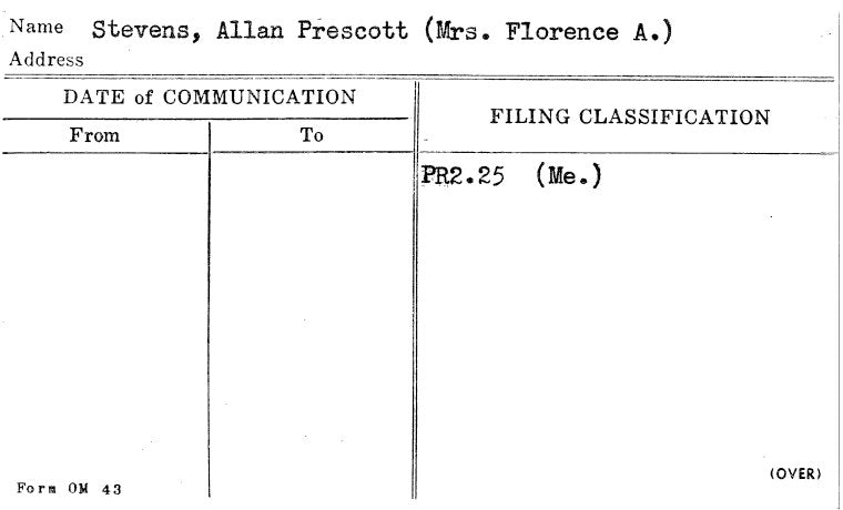 Stevens, Allan Prescott (Mrs. Florence A.)