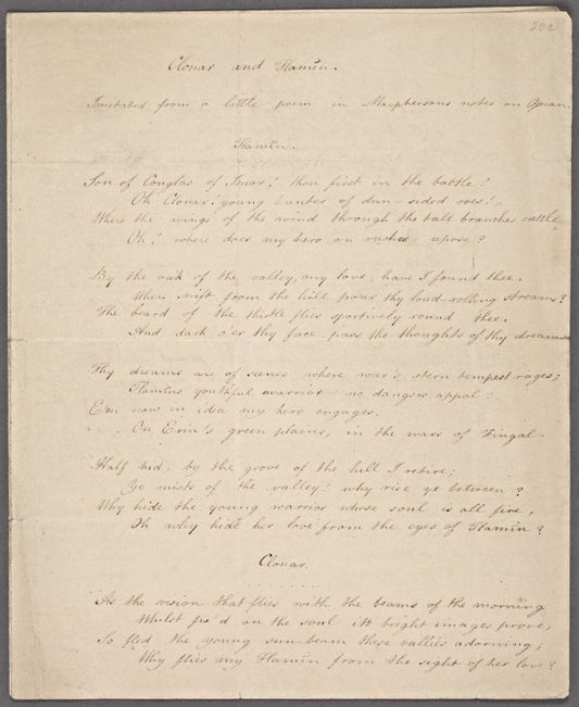 Holograph poem signed, "Clonar and Tlamin"