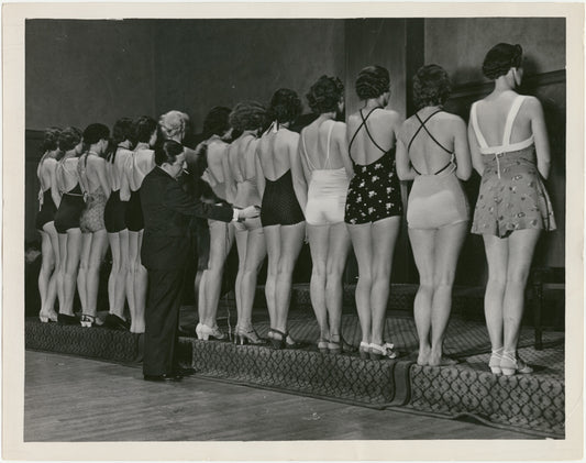 Billy Rose examines applicants for the Aquacade at the Great Lakes Exposition (Cleveland).