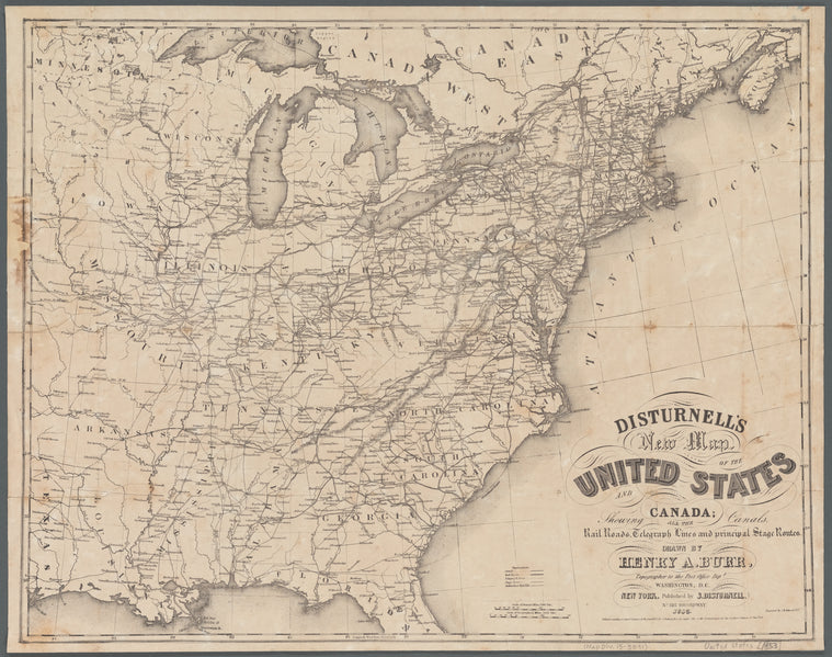 Disturnell's new map of the United States and Canada: showing all the canals, rail roads, telegraph lines and principal stage routes