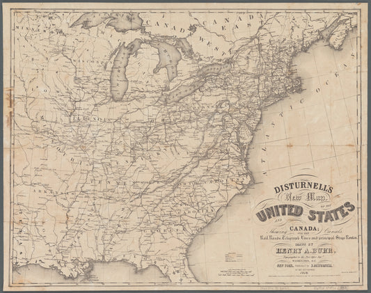 Disturnell's new map of the United States and Canada: showing all the canals, rail roads, telegraph lines and principal stage routes