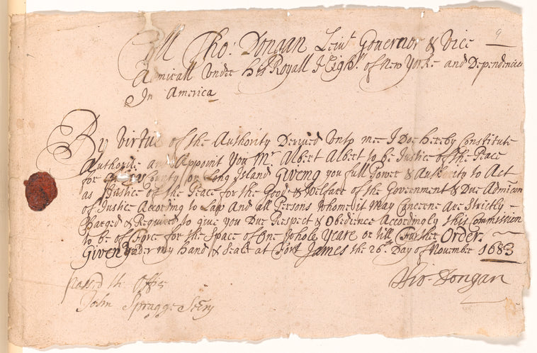 Commission appointing Albert Albert (Elbert Elberts) as Justice of the Peace for Kings County