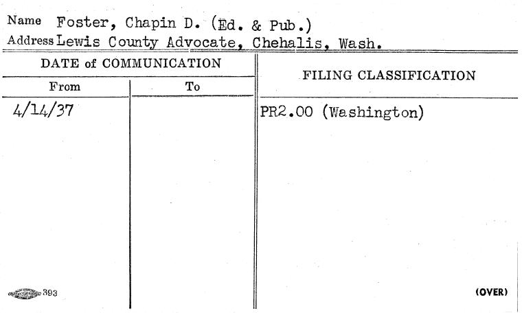 Foster, Chapin D. (Ed. & Pub.)