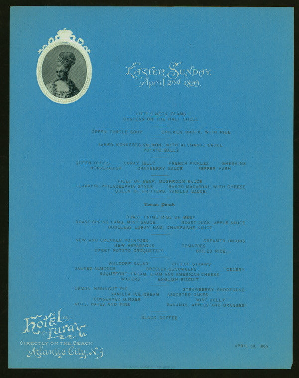 EASTER SUNDAY DINNER [held by] LURAY HOTEL [at] "ATLANTIC CITY, NJ" (HOTEL;)
