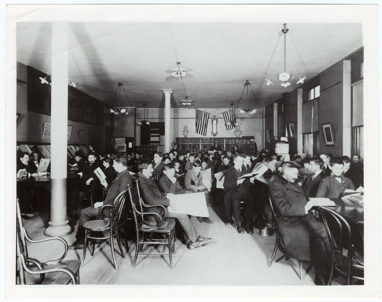 Interior of the Aguilar Library, 197 E Broadway, ca. 1898