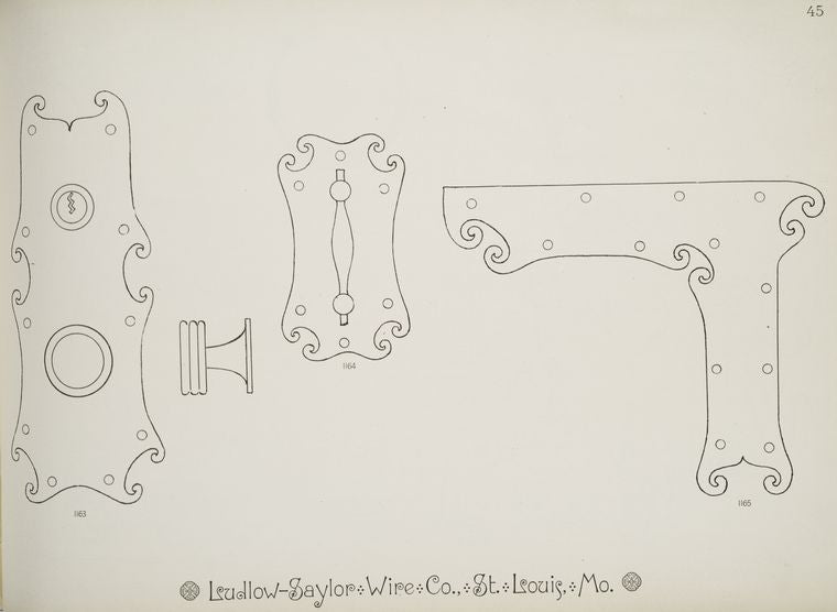 Decorative metalwork hinges.