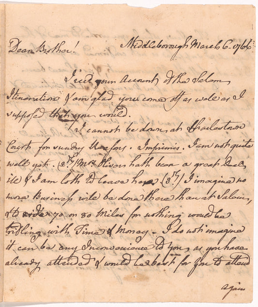 Letter from Peter Oliver to Thomas Hutchinson