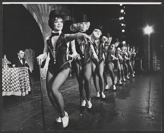 Frank Gorshin [left], Anita Gillette and unidentified others in the stage production Jimmy