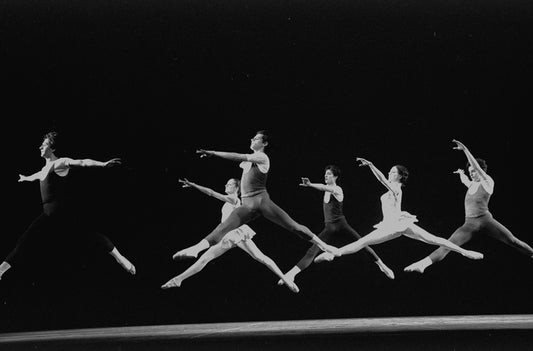 New York City Ballet production of "The Goldberg Variations" with Robert Maiorano, Sara Leland, John Clifford, Robert Weiss, Gelsey Kirkland and Bruce Wells, choreography by Jerome Robbins (New York)