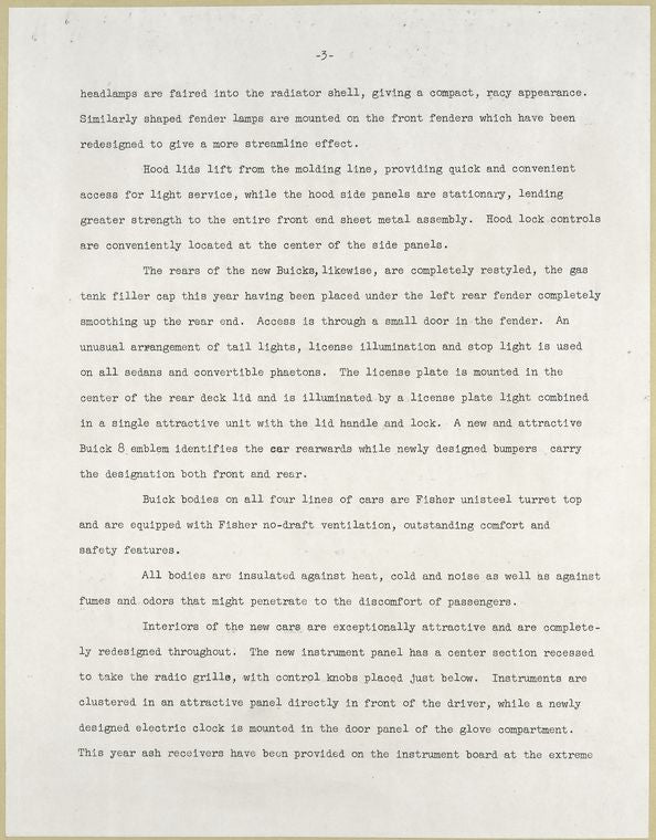 Buick Motor Division - Car description