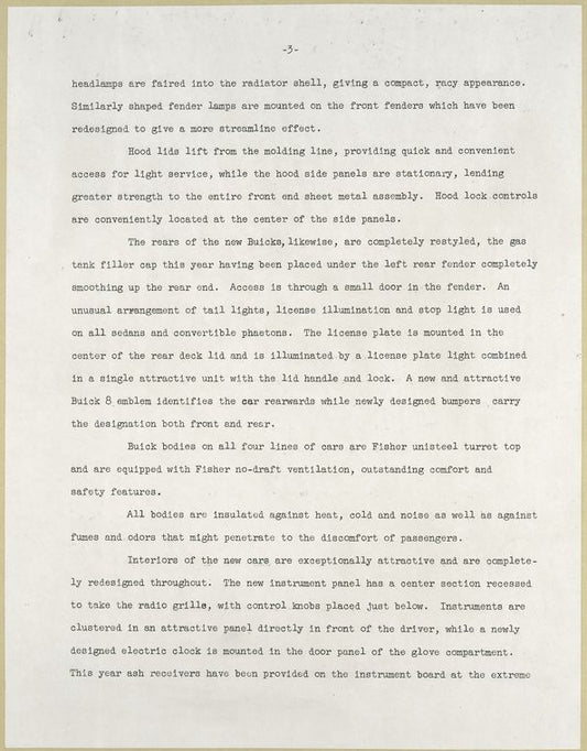 Buick Motor Division - Car description