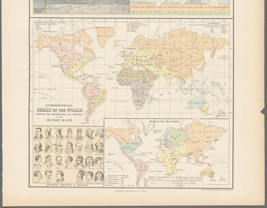Ethnological Chart of the World Showing the Distribution and Varieties of the Human Race