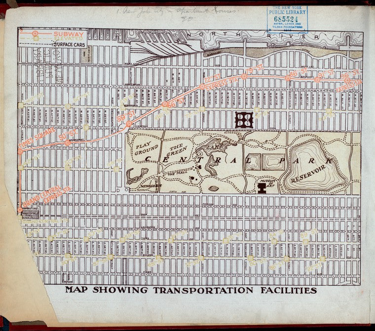 Map showing transportation facilities. [42nd - 98th Streets]