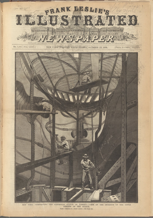 New York—Completing the Bartholdi Statue of Liberty—View of the interior of the upper portion of the statue