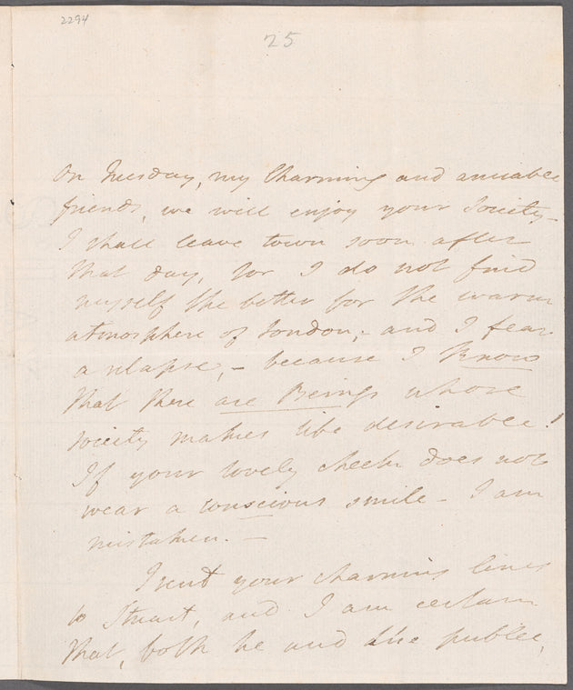 Mary Robinson to Miss Porter, autograph letter signed