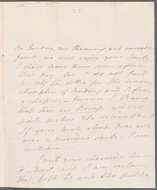 Mary Robinson to Miss Porter, autograph letter signed