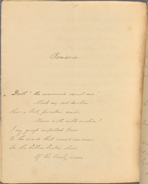 Fascicle of holograph poems signed, "Romance"