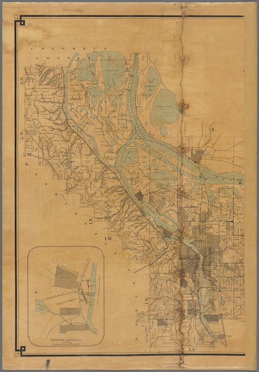 Map of Multnomah County, Oregon : compiled from county records, railroad surveys, and other official data, January 1889