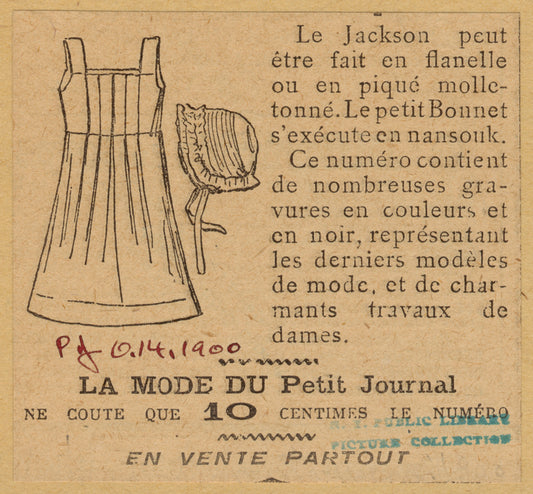 Girls' dress and bonnet, 1900