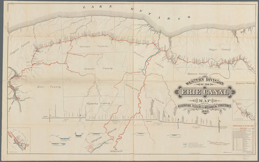 Western Division of the Erie Canal : map showing its reservoirs, feeders & mechanical structures