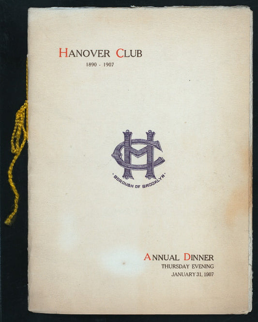 ANNUAL DINNER [held by] HANOVER CLUB [at] "BROOKLYN, NY"