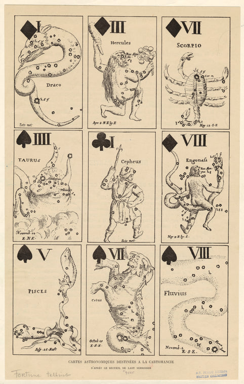 Cartes astronomiques destinees a la cartomancie
