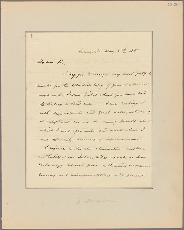 Letter to Henry R[owe] Schoolcraft [Washington, D. C.?]