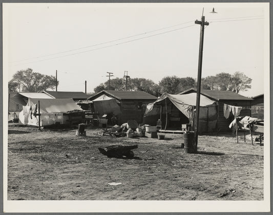 Housing for migratory cotton workers five miles north of Corcoran, California. The famous strikers' concentration camp in 1933 was in Corcoran