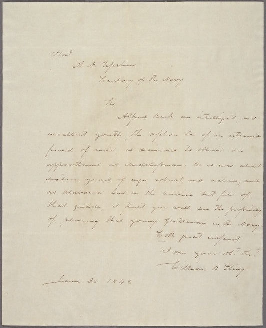 Letter to Abel Parker Upshur, Sec. of the Navy