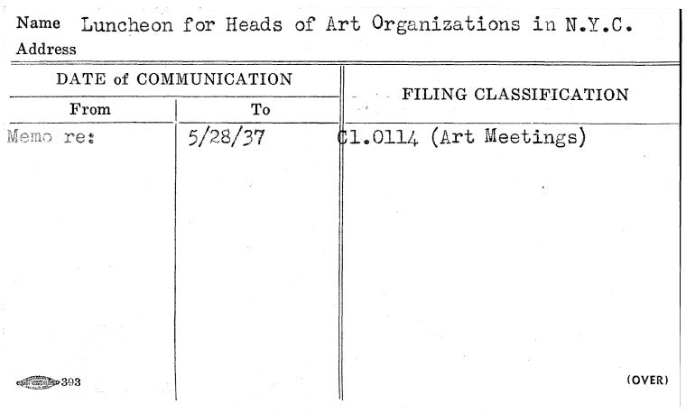 Luncheon for Heads of Art Organizations in N.Y.C.