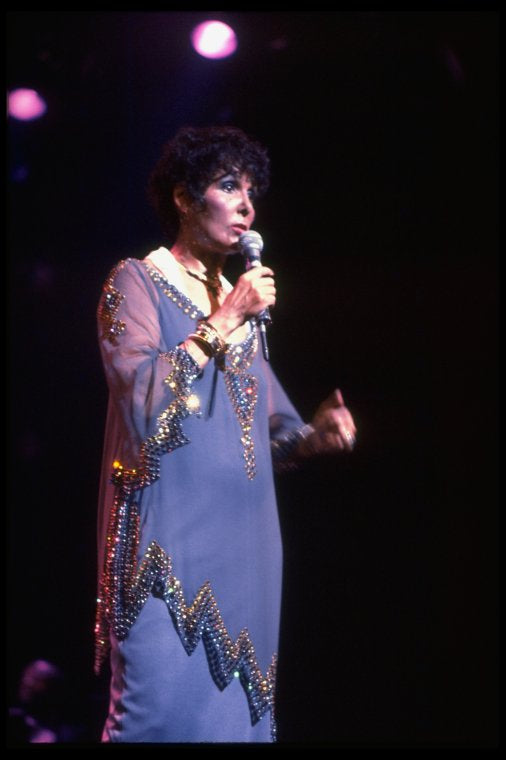 Singer Lena Horne performing a number from her one-woman Broadway show "Lena Horne: The Lady And Her Music." (New York)