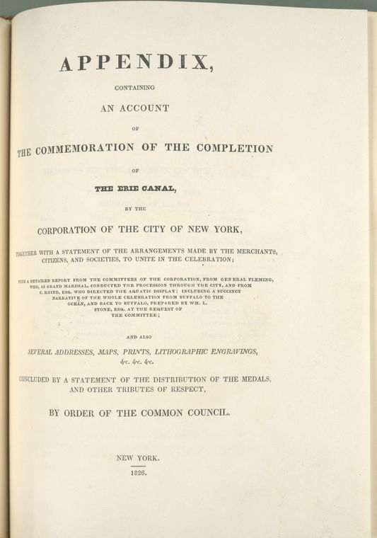 Appendix, containing an account of the commemoration of the completion of the Erie Canal...