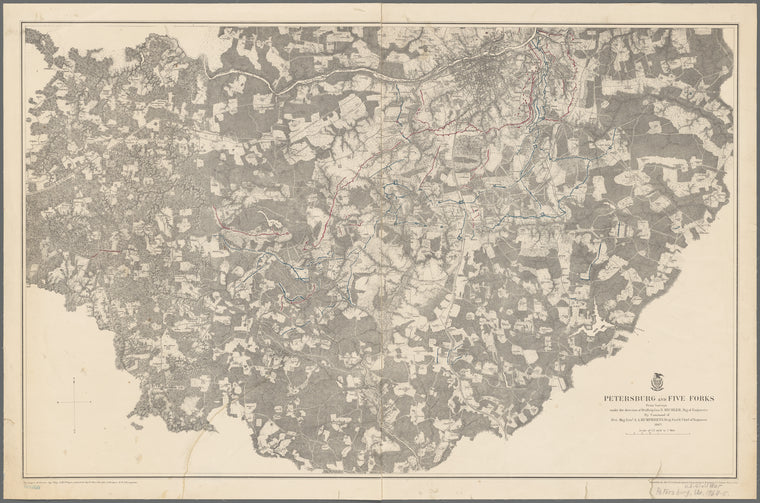 Petersburg and Five Forks : from surveys under the direction of Bvt. Brig. Gen. N. Michler, Maj. of Engineers, by command of Bvt. Maj. Genl. A.A. Humphreys, Brig. Genl. & Chief of Engineers, 1867