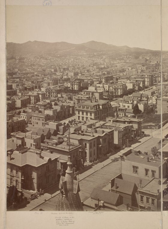 Panorama of San Francisco taken from the tower of the house of Mrs. Mark Hopkins