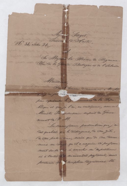 Nissage Saget, President of Haiti Letter to Her Royal Highness, Queen of the United Kingdom Great Britain [no. 35]