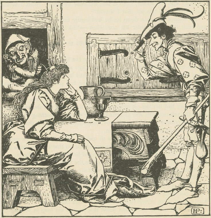The fiddler finds the princess in the cavern of the dwarf.