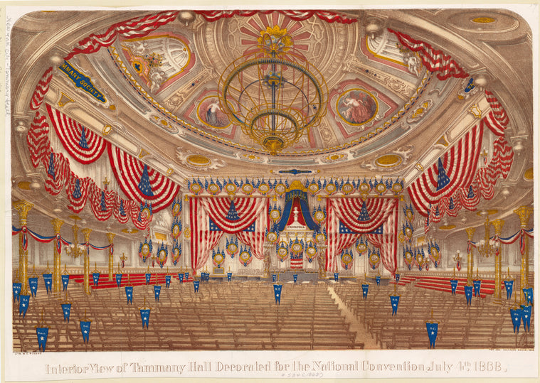 Interior view of Tammany Hall decorated for the National Convention July 4th, 1868
